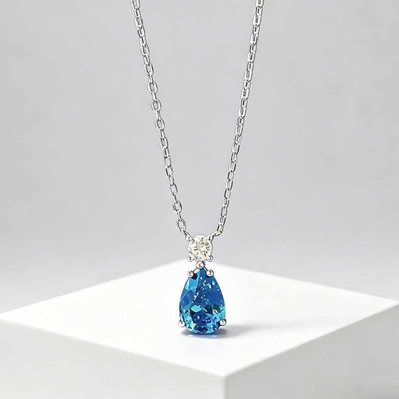Marina blue pear drop necklace - view 2