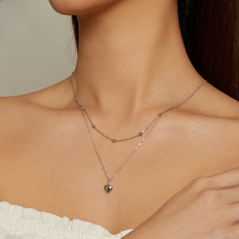 Duet Layered Heart Necklace - view 3