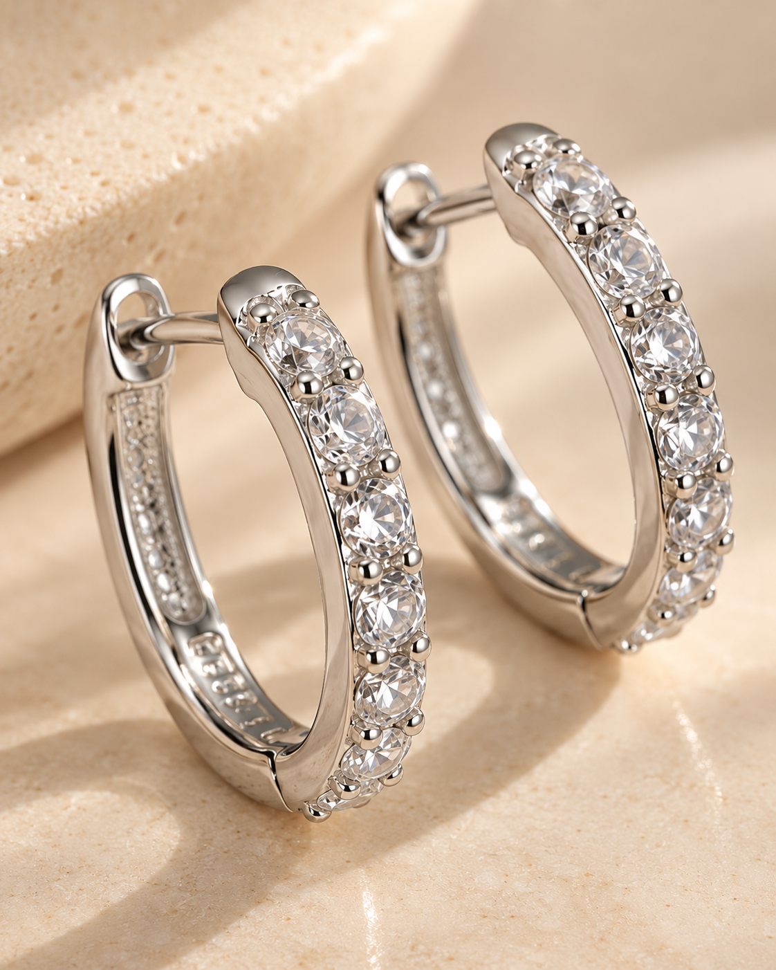 Elara U-shaped silver hoop earrings - view 2