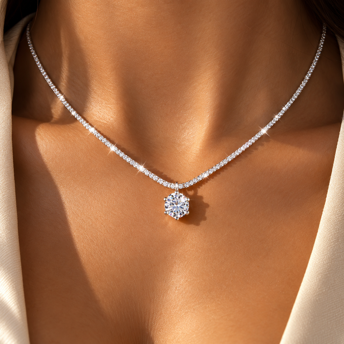 Celeste zirconia necklace in silver, gold and rose gold - view 2