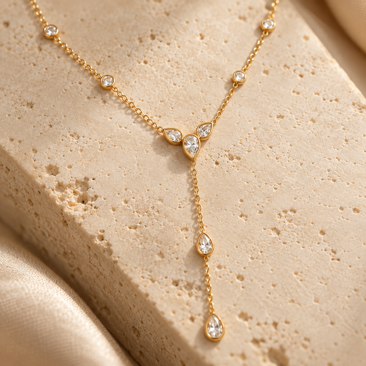 Clara Y-shaped gold necklace - view 2