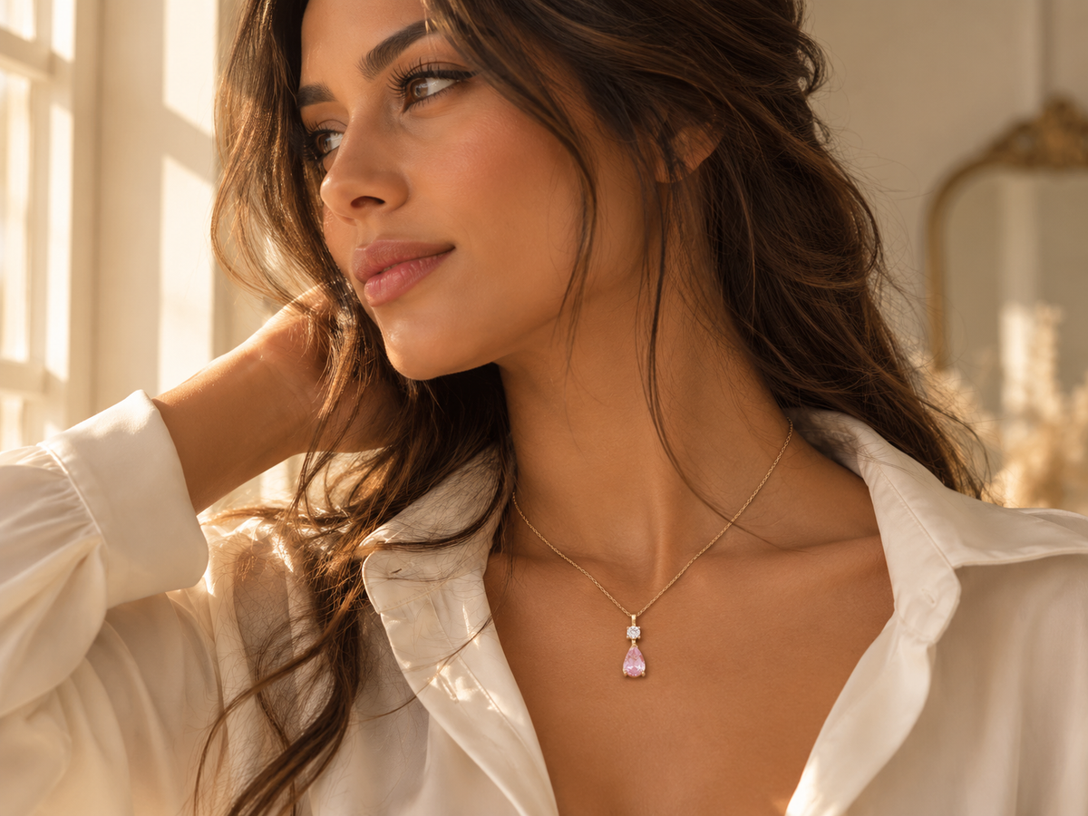 Rose Teardrop Necklace - view 3