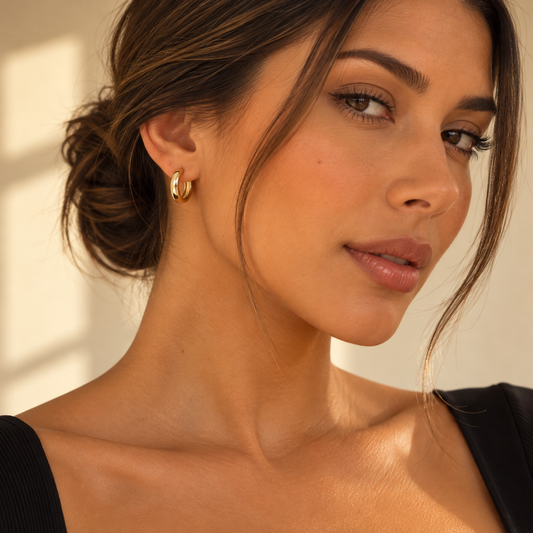 Luna Smooth Hoops, 925 sterling silver hoop earrings by Veloreny
