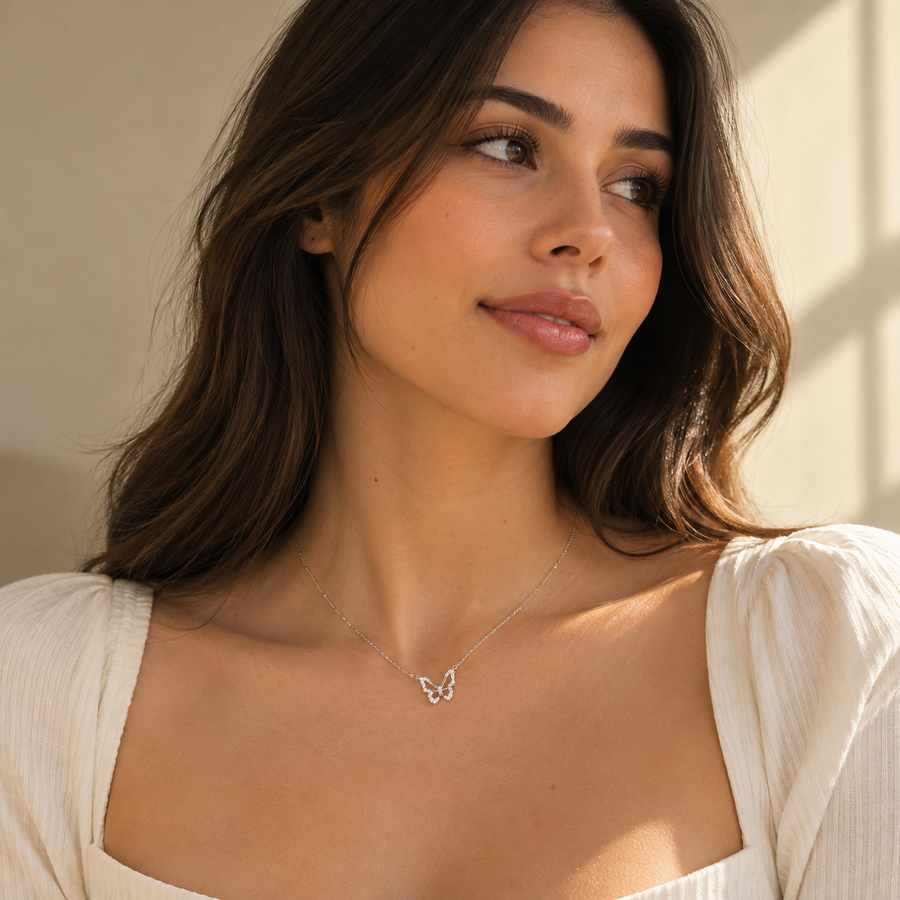 Papillon Butterfly Necklace in 925 silver by Veloreny