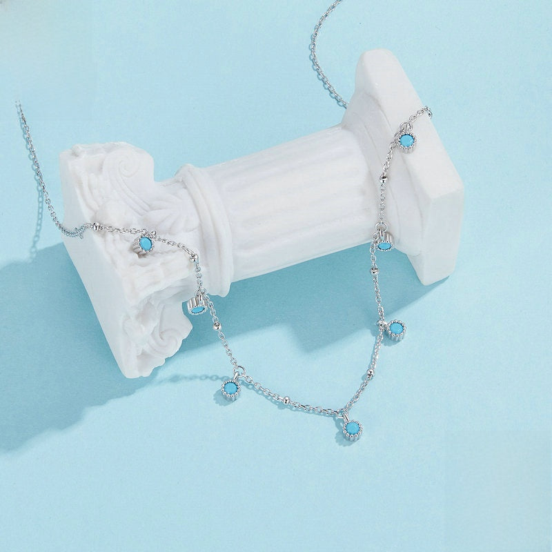 Azure turquoise and zirconia necklace - view 2