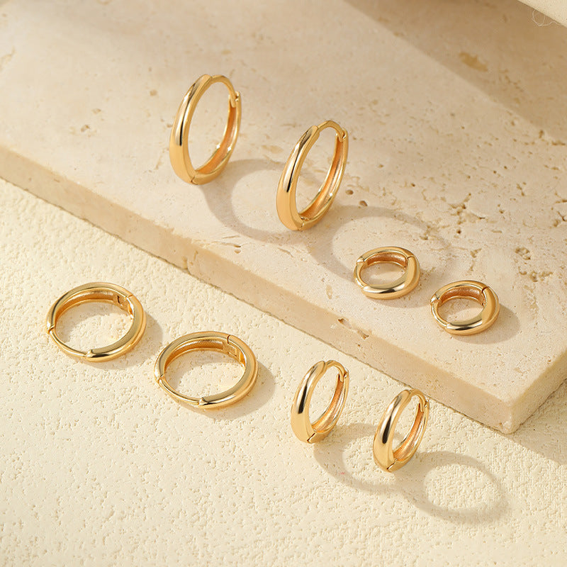 Luna smooth hoop earrings in platinum and champagne gold - view 2